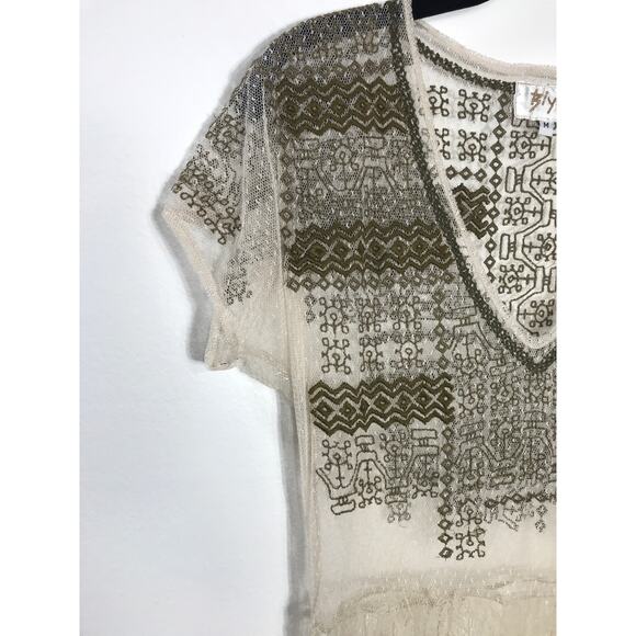 Johnny Was BIYA Women's M Embroidered Mesh Dress Boho Airy Cute Summer Vacation - Picture 3 of 10